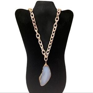 Acrylic necklace with stone pendant